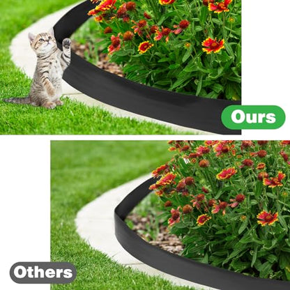 FoldTier 6 Inch Tall 66 ft Length Landscape Plastic Edging Kit with Hammer Spikes Plastic Garden Flower Bed Edging Landscape Border for Gardens Border Grass Yard Lawn (Black) - color: Black
