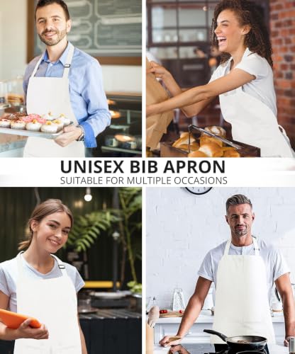 Utopia Kitchen Bib Aprons 2 Pack Adjustable With 2 Pockets - color: White