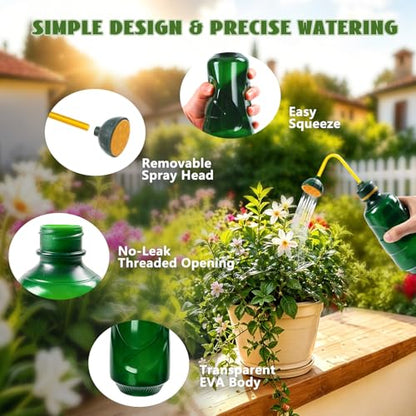 450ML Small Watering Can, 2 in 1 Spray Head for Indoor Plants, Green - size: Green-2pcs