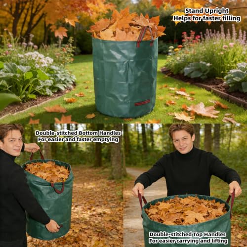 3 Pack 72 Gallon Reusable Yard Waste Bags - size: 3-Pack Bags & 1 Pair of Gloves