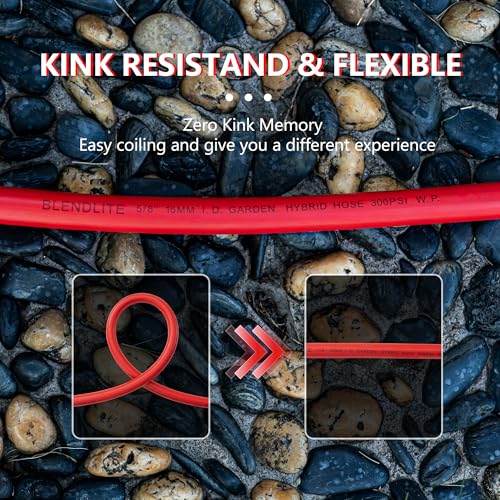 5/8" Garden Hose 75ft, -40℉ To 190℉ Hot/Cold Rubber hose, Red - color: Red, size: 75Ft