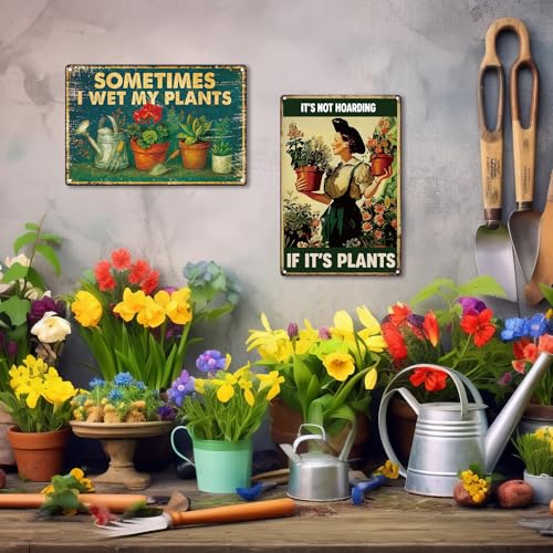 10 Pcs Vintage Funny Garden Metal Sign for Woman, 12 x 8 Inch