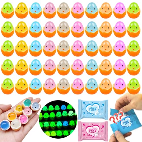 50 Pcs Mini Glow in the Dark Resin Chick Figures Blind Bag Mystery Set – Random Styles Collectible Toys for Kids, Easter Decorations, Party Favors, DIY Crafting, and Home Decor - color: Egg