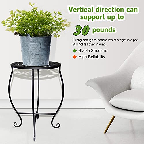 2 Pack Round Metal Plant Stands, 15" Tall Rustproof Iron Flower Pot Holder