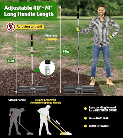 Lawn Leveling Rake 30x10, 6.2FT Heavy Duty Yard Leveler for Dirt & Soil