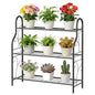 SORCEDAS Plant Stand Indoor Outdoor 3 Tier Metal Corner Flower Shelf - size: 3 Tier-Dark Grey