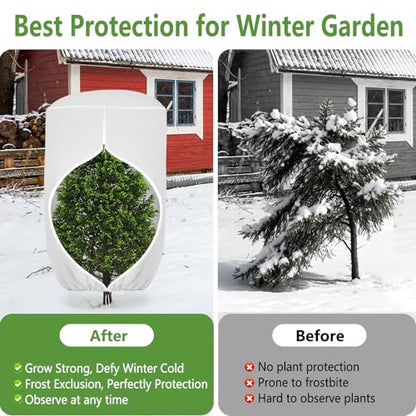 2 Pack Rounded Top Plant Covers Freeze Protection, 40"X47" Winter, White - size: White-40x47in-2PCS