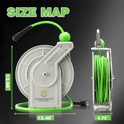 PWACCS Retractable Pressure Washer Hose Reel, 1/4" x 60ft