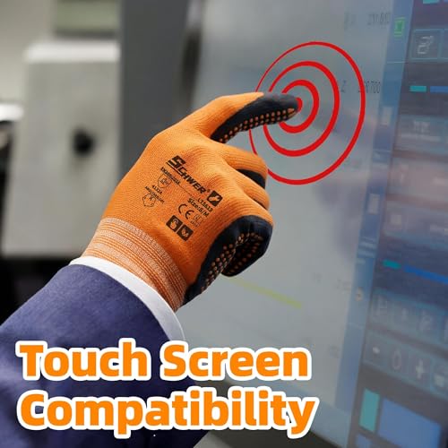 Schwer 3/6/12 Pairs Safety Work Gloves, MicroDot Abrasion & Grip, LT5619, L - size: Large