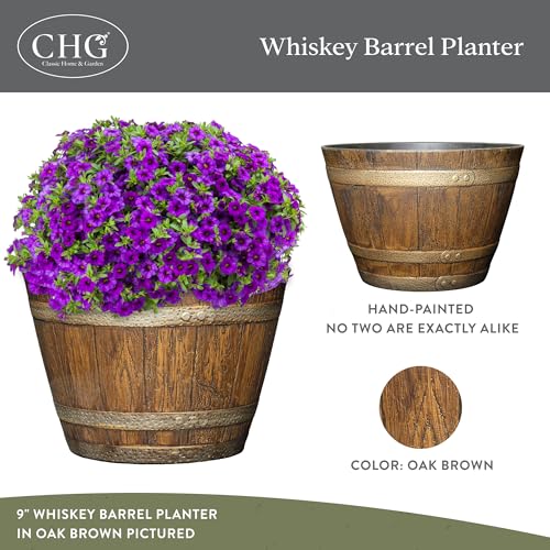 15" Jameson Barrel with Drainage in Distressed Oak
