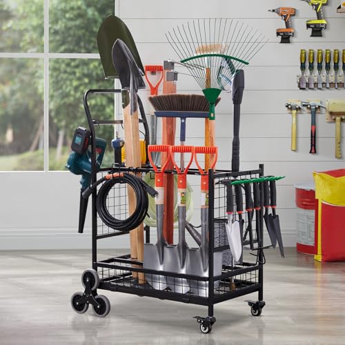 Lauren&Harold Garden Tool Organizer with 2 Stair-Climbing Wheels