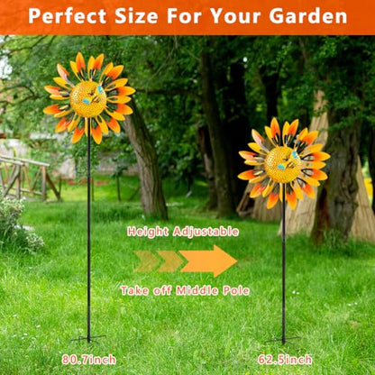 Stargarden Sunflower Wind Spinners, Large Metal Wind Sculptures - color: Large-sunflower