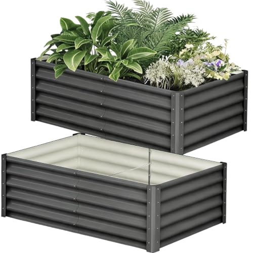 6x3x1.5 ft Galvanized Raised Garden Beds, 2 Pack Outdoor Raised Beds - size: 6x3x1.5 FT