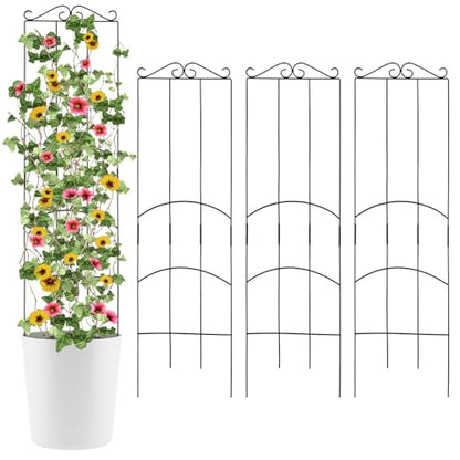 4 Pack 32'' Plant Trellis Indoor - Metal Trellis for Climbing Plants Indoor, Garden Trellis for Climbing Plants Outdoor Houseplants Flowers Vine Ivy, Rectangular Shape, Black - size: 32'' Rectangular Shape