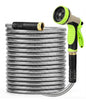 UNCO- Metal Garden Hose, 25 ft, Stainless Steel, Heavy Duty Flexible Hose with 10-Function Spray Nozzle & 3 Extra Washers, No-Kink, Lightweight, Puncture Proof for Outdoor Yard, Lawn, Plants, Car Wash