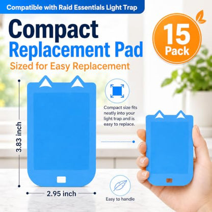 15 Pack Refill Cartridges Compatible with Raid Essentials Flying Insect Light Trap, Sticky Glue Board Refills, Fly Trap Replacement Cards for Gnats Fruit Flies Moths and Indoor Flying Insects
