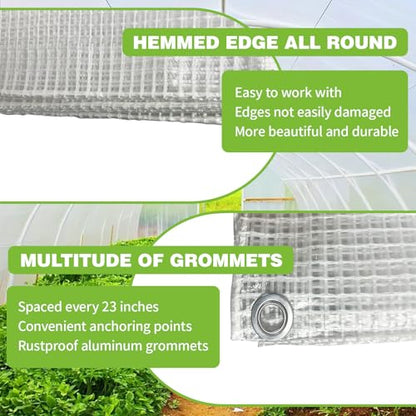 16x26Ft Clear Greenhouse Plastic Covering Tarp for Chicken Coop(16mil) - size: 16x26FT