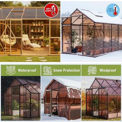 Bezseller 12 Pcs 5'x2' Polycarbonate Greenhouse Panels, 0.24" Brown - color: Brown, size: 0.24"丨12 Pcs