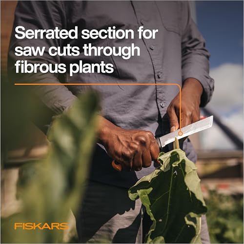 Fiskars Harvesting Knife w/ Sheath, Serrated Edge Vegetable Garden Tool - style: Harvesting Knife