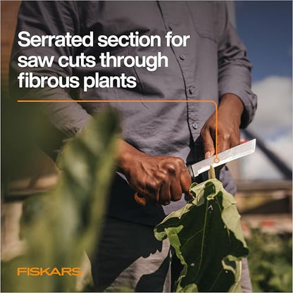 Fiskars Harvesting Knife w/ Sheath, Serrated Edge Vegetable Garden Tool - style: Harvesting Knife