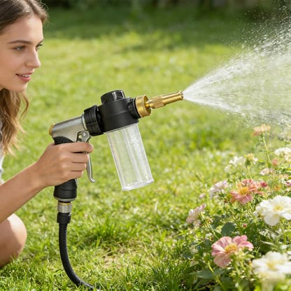 Garden Hose Nozzle with Soap Dispenser, Adjustable Metal Foam Gun - style: Foam Gun A