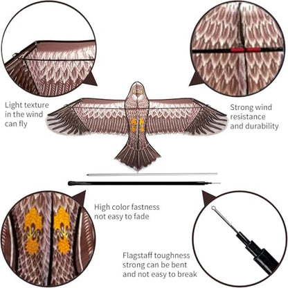 eyijklzo Bird Scarer Hawk Flying Kite with 13ft Telescopic Pole-Maroon - style: Maroon-with 4m pole