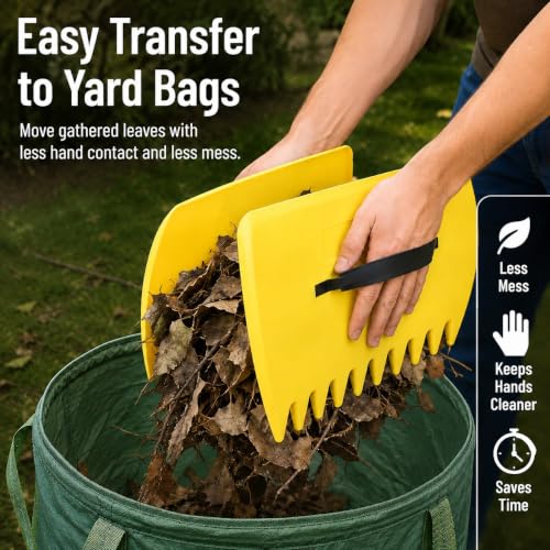 Ideal Swan Leaf Scoops with Gloves, Lightweight Rakes for Lawn Work, Yellow - color: Yellow