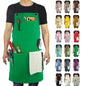 Kitchen Apron, Work Apron, Canvas Apron, Green - color: Green