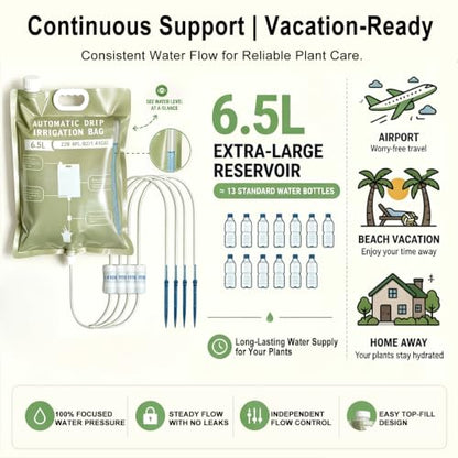 3Pcs 6.5L Automatic Vacation Plant Waterer Bag,Plant Self Watering Devices