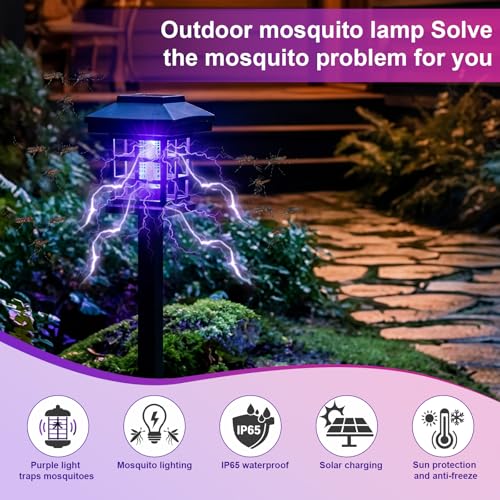 4 Pcs Solar Bug Zapper Outdoor Waterproof, Black White Purple - color: Black White Purple