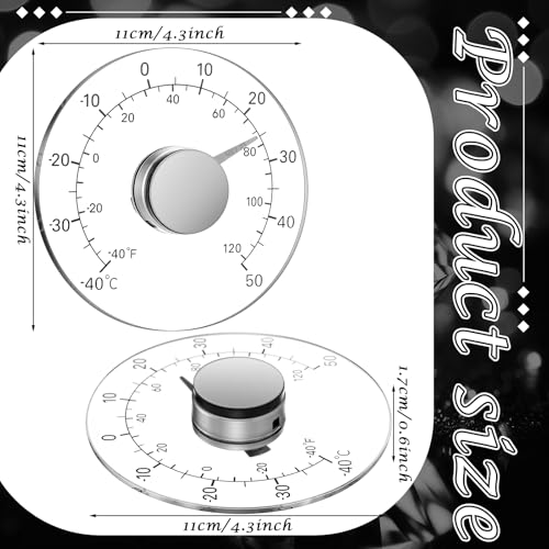 2 Pcs Outdoor Window Thermometer Stick on Dial No Battery 4.3in