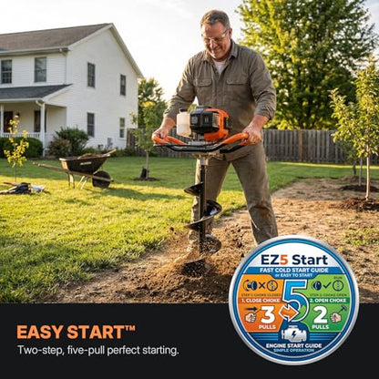 WORKIT 52CC Post Hole Digger, Auger Post Hole Digger Easy Start, 2-Cycle Xtreme Engine, Gas Powered Earth Auger with 6"+10" Auger Drill Bit, 10"+20"+30" Extension Rods, EPA Certification - size: 52cc+2 bit(6"+10")+3 Ext(10"+20"+30")