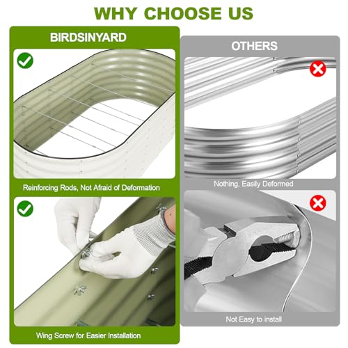 24" Tall Galvanized Raised Garden Bed Outdoor, 6x3x2ft, White - color: Pearl White, size: 6×3×2ft (1 Pack)