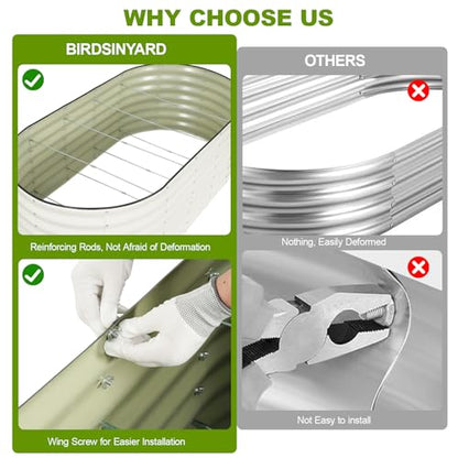 24" Tall Galvanized Raised Garden Bed Outdoor, 6x3x2ft, White - color: Pearl White, size: 6×3×2ft (1 Pack)