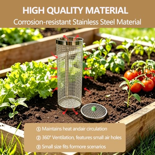 4PCS Underground Worm Composting Bin, Small Round Metal Stainless Steel