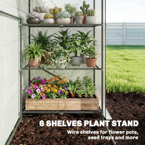 Outsunny 4.7' x 2.3' x 6.2' Small Greenhouse, Foldable Frame, White - color: White