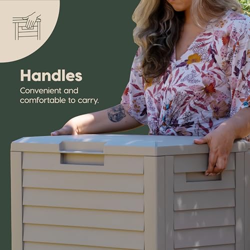 IRIS USA 35 Gallon Outdoor Deck Box, Lockable, Weather-Resistant, Beige - color: Beige