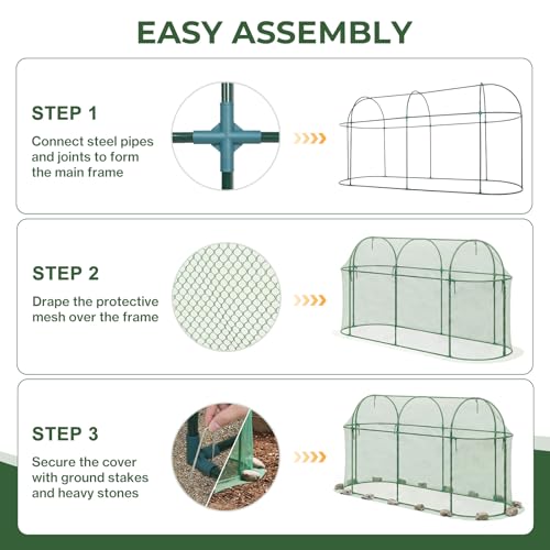 Aoodor 10 x 3 x 5 Ft Crop Cage for Garden - size: 10 x 3.3 x 5 Ft