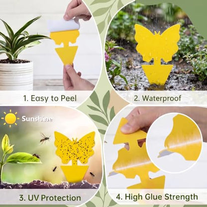 96 Pack Yellow Sticky Fungus Gnat Traps for House Indoor & Outdoor Plants - size: 96 Packs