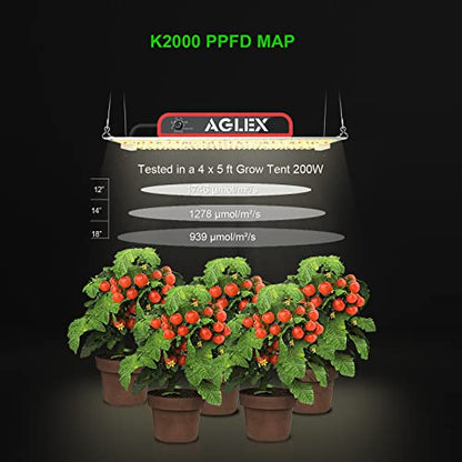 AGLEX K2000 LED Grow Light, Grow Light with Daisy Chain & Dimmable, Full Spectrum Plant Grow Lights for Hydroponic Indoor Plants Seeding - size: K2000