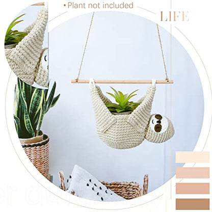 Eaasty Macrame Plant Hanger Crochet 4 Inch Sloth Hanging Planter