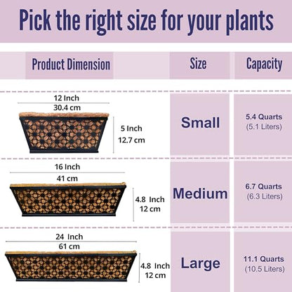 LaLaGreen Garden Wall Planter (16 in, 2 Pack) Black Window Flower Box - size: 16" (41cm) x 2 pack