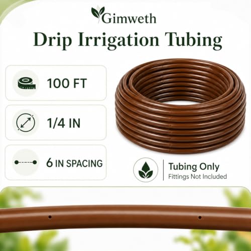 1/4 Inch Drip Irrigation Tubing, 100 ft Brown PVC Dripline