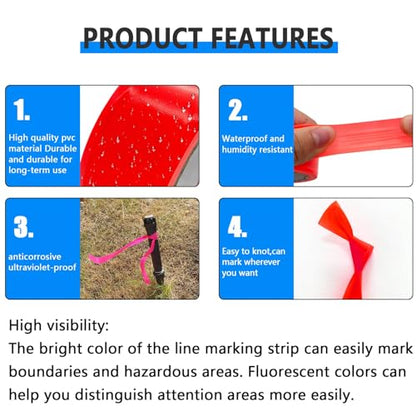 6 Pcs Dark Blue Flagging Tape,Non-Adhesive Plastic Ribbon Neon Marking Roll - color: Dark Blue