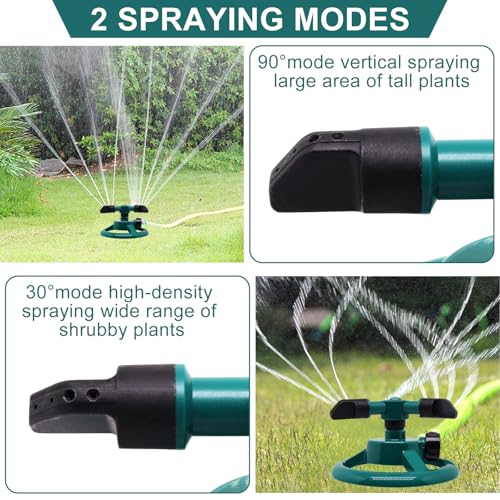 2Pcs Sprinklers for Yard, Automatic 360° Rotating Lawn Sprinkler, Garden Water Sprinklers for Lawns, Large Area Coverage Lawn Irrigation System, Yard Sprinkler for Lawns and Gardens Plant