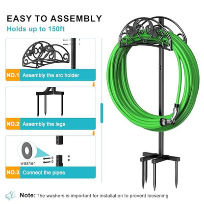 Keten Garden Hose Holder, Detachable Metal, Heavy Duty Freestanding Outside