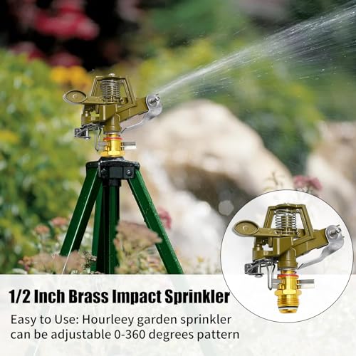 1/2 Inch Brass Impact Sprinkler with Nozzles Adjustable 0-360 Degree Coverage Pattern Heavy Duty Lawn Sprinkler Head for Yard Lawn Grass Patio Garden Irrigation (2Pcs) - size: 2Pcs