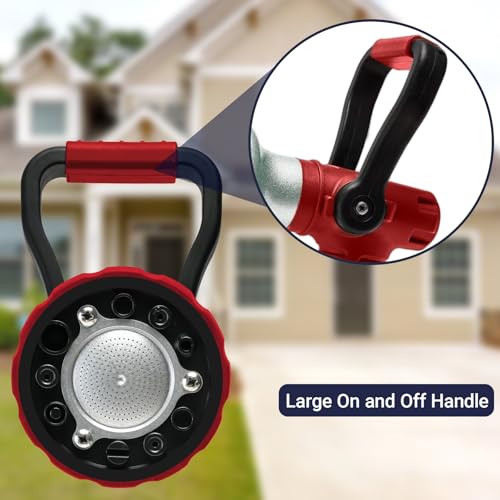HugeDawn Garden Hose Nozzle, 6 Spray Patterns Heavy Duty Metal Water Nozzle with High Pressure for Watering, Cleaning, Washing (Red) - color: Red