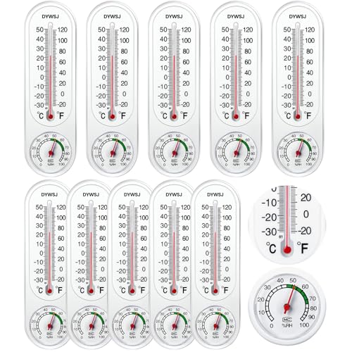 10 Pcs Indoor Outdoor Thermometer Hygrometer for Wall with ℃/℉
