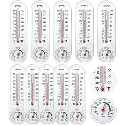 10 Pcs Indoor Outdoor Thermometer Hygrometer for Wall with ℃/℉
